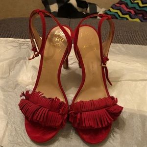 Banana Republic Fringe Red Sandal heels 8.5 EUC